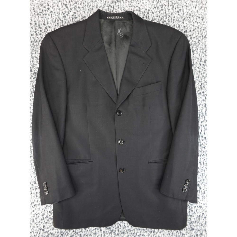 Boss Hugo Boss Blazer Mens 40R Loro Piana‎ Super 100's Black Three-Button Wool